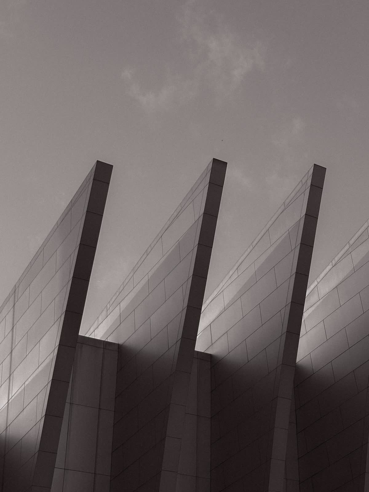 Concrete fins shading a building wall